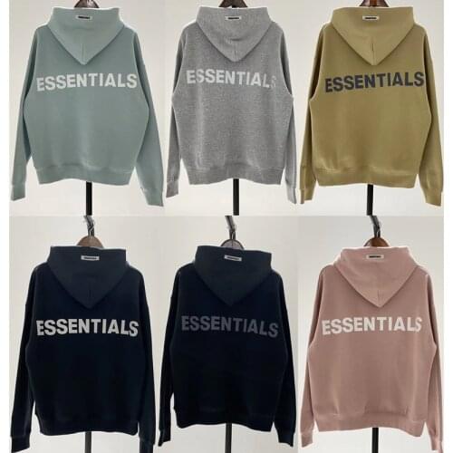 Oversize Essentials Hoodie Men Women 1:1 Best Quality Heavy Fabric Embroidery Pullover Pink Blue Reflective Essentials Hoody