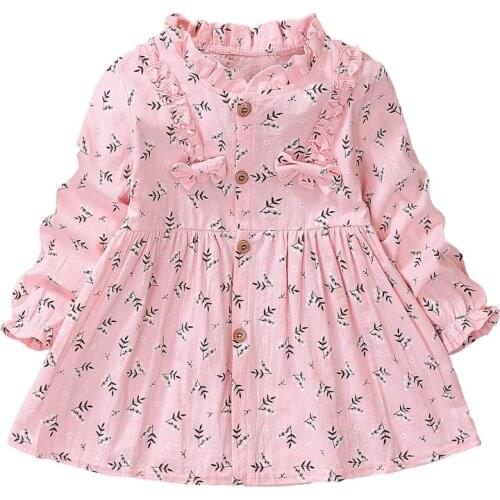 Spring 2020 new kids clothing girls dresses cute cotton long sleeve flower princess dress baby girl party clothes