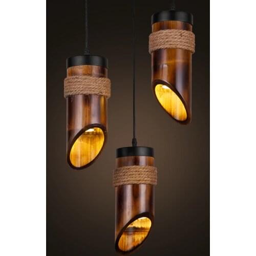 Retro loft Vintage chandelier restaurant corridors Chinese Antique bamboo rope art hanging lamp pub store cafe pendant lamp