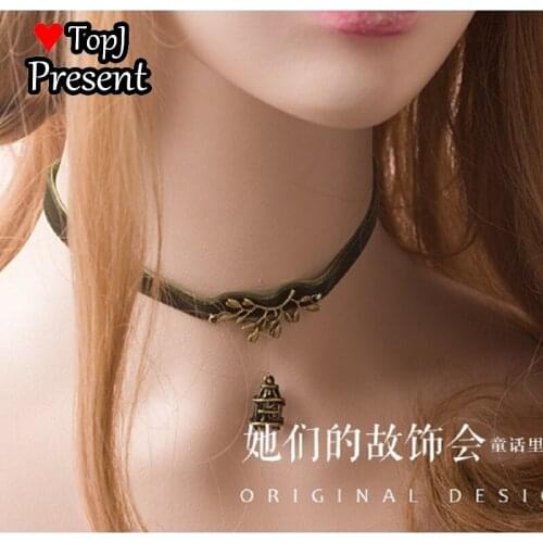 Mori womens forest girls' Necklace spring Simple style Necklace bow ornament womens Japanese Necklace