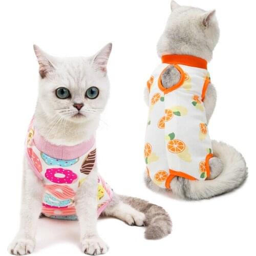 Fruit Cotton Kitten Vest Physiological Cat Clothes Female Cat Sanitary Jumpsuits Prevent Surgery Wear Anti Pet Licking Wounds