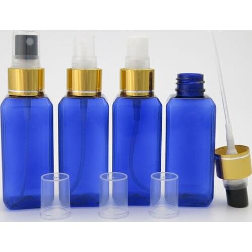 100 X 50ML Cobalt Blue PET Bottle Empty Refillable Spray Perfume Bottle Cosmetic Container Packaging