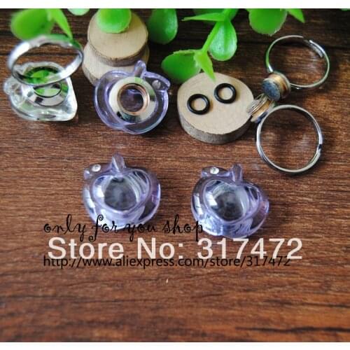 20set/lot purple apple rice art vial pendant perfume pendant Finger Ring DIY( glass vial & screw base ring & black rubber ring)