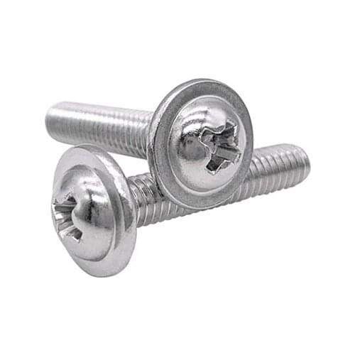 30pcs M3 Phillips round top screws cross pan head screw with washer mechanical bolts stainless steel bolt 3mm-20mm long