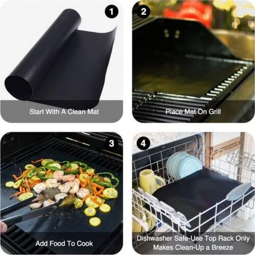 40 * 33cm 1pcs/set Reusable Non-stick BBQ Grill Mat 0.2mm Thick PTFE Barbecue Baking Liners bbq Cooking Pad Microwave Oven Tools