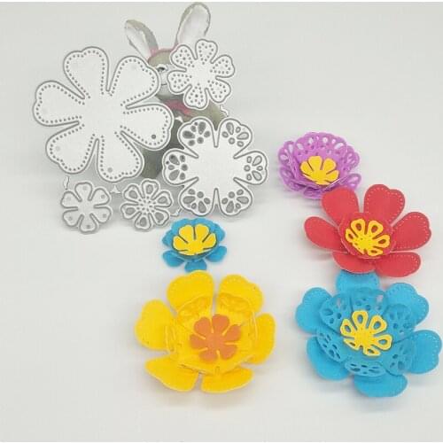 5 pieces, flowers, metal cutting die for hollow petals, paper crafts, scrapbooks, photo albums, greeting cards, DIY decoration