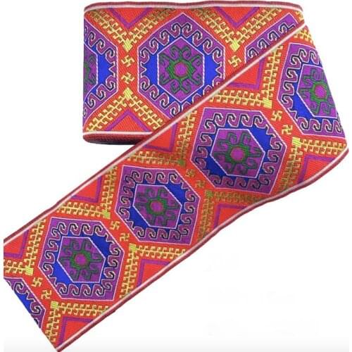 5yards hmong miao jacquard webbing lace trim 10cm dress collar ribbon tape ethnic tribal nepal thai india boho DIY accessories
