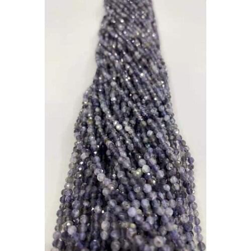 AAA natural cordierite cut faceted fine 2mm / 3mm / 4mm gem jewelry DIY fine 38cm length