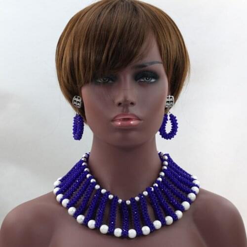 African Crystal Bead weaving Bridal Jewelry Set for Wedding Party Handmade Nigerian Traditional Jewelry Set hx139