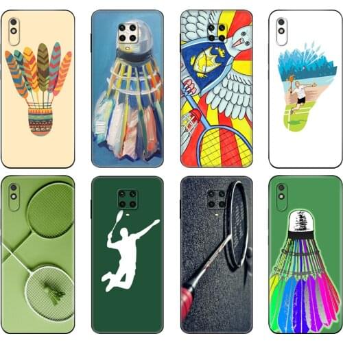 Black tpu Case For Xiaomi Redmi 7A 8 8A 9 9A 9C Case Redmi Note 8T 8 Pro T Note 9 9S 9 Pro Case Sport Badminton Art