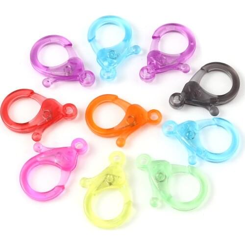 DoreenBeads 30 PCs Transparent Lobster Clasp Findings At Random Color Transparent Plastic Lobster Clasp Jewelry Findings