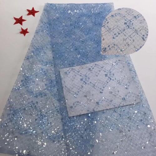French Mesh Sequin Lace Fabric Latest African Lace Fabric 2021 High Quality Embroidery Mesh Gauze Lace Fabric T3573