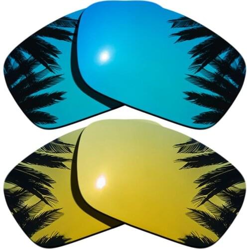 Ice Blue Mirrored&24K Gold Mirrored Polarized Replacement Lenses for Fuel Cell Frame 100% UVA & UVB