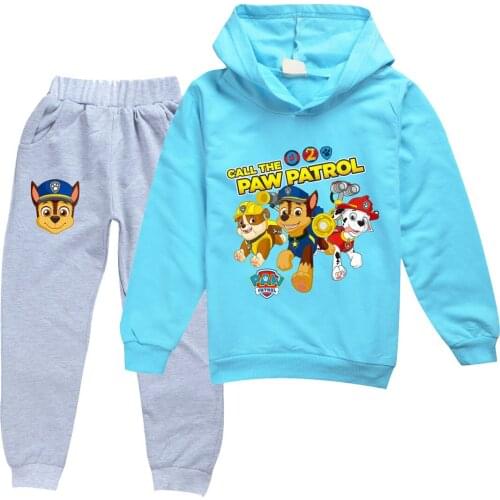 PAW PATROL Printed Girls Clothes Set Spring Autumn Childrens Hooded Sweatshirts Harem Pant Casual Jogging Suit Clothes