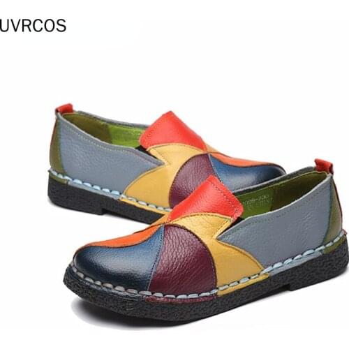 Designer Women Genuine Leather Loafers Mixed Colors Ladies Ballet Flats Shoes Female Spring Moccasins Casual Ballerina Shoes