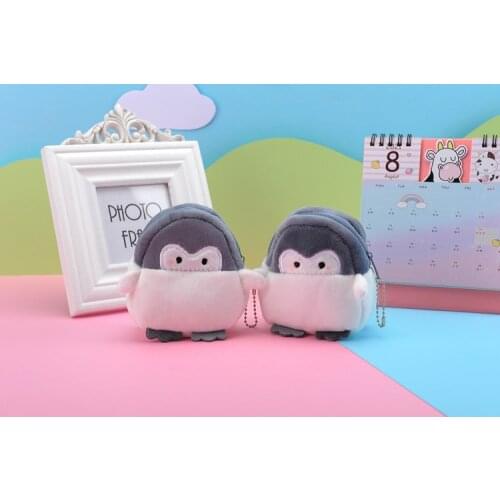 Cute penguin plush mini coin purse soft positive energy plush zipper key USB cable earphone storage bag girl holiday gift