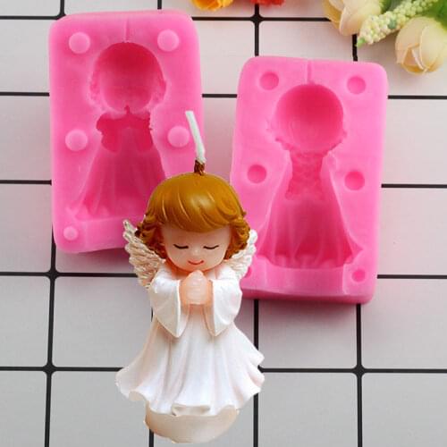 Mujiang 3D Angel Girl Soap Silicone Mold Resin Clay Candle Molds Baby Party Fondant Cake Decorating Tools Candy Chocolate Moulds