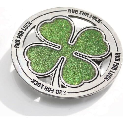 Lucky Mens Belt Buckle Four Leaf Clover Metal Green Belt Buckle with Leather Belt for Husbands Gifts Home Made Accessories