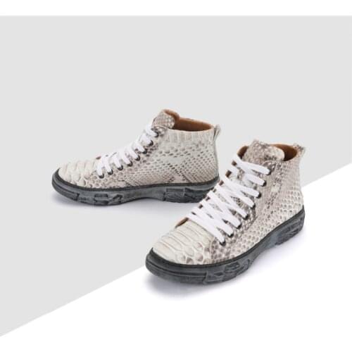100% Genuine real python skin men shoe high end quality snake skin beige color men boots shoe with cow skin lining