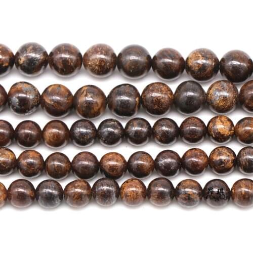 Natural Stone Bronzite Round Loose Beads 4 6 8 10 12mm Pick Size Spacer Beads For Jewelry Making DIY Bracelet 15inches Strand