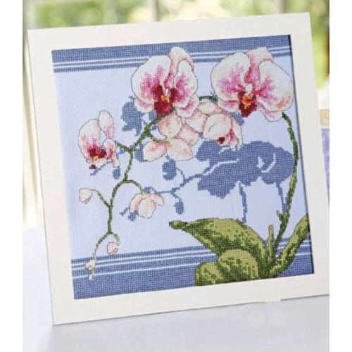 Newest European 14 Counted Cross Stitch, Oriental Orchids Embroidery kit thread Needles Tools Gift Household Decoration