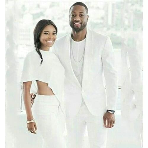 New Fashion White Men Suits Slim Fit Groom Wedding Tuxedos Best Man Blazer Bridegroom Wear 2piece Classic Costume Homme Mariage