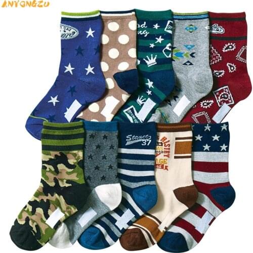 10pair/lot Anyongzu Boys Animal Autumn Winter Cotton Cute Boy Cartoon Socks And Warm Socks 15-19cm 4-6t