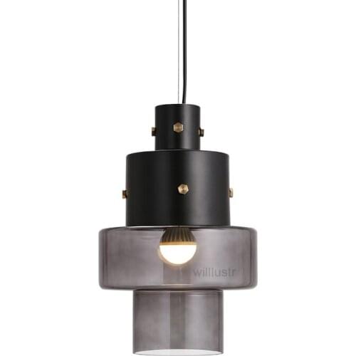 Modern Pendant Lamp White Smoke Glass Restaurant Bistro Cafe Shop Hotel Dinning Room Bedside Vintage Hanging Suspension Light