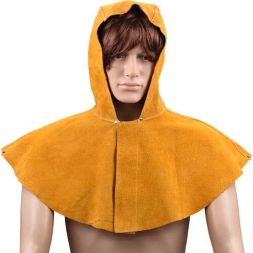 Cowhide Leather Welding Hood Helmet Shawl Hat Protector Cap For Welder Electric Work Workplace Safety