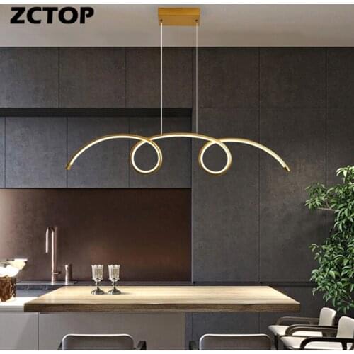 New Led Chandeliers Table Dining Kitchen Modern Long Hanging Light Fixture Creative Loft Interior Home Decor Lustre Pendant Lamp