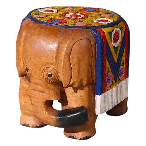 YL Southeast Asian Style Elephant Low Stool Thai Solid Wood Shoe Changing Stool round Stool Living Room Furniture