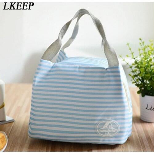 Stripe Printed Tote Thermal Bag Black Waterproof Oxford Beach Lunch Bag Food Picnic Bolsa Termica Women kid Men Cooler Bag New