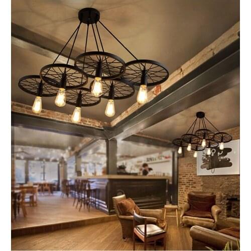 Retro Loft Vintage Chandelier Wrought Iron 1 3 6 lights Retro Chandelier IronChandeliers Vintage Loft Home Lighting Bar Fixture