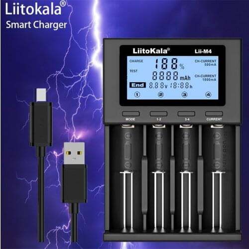 LiitoKala Lii-M4 Lii-PD4 Lii-PD2 Lii-S2 18650 Charger LCD Display Universal Smart Charger Test capacity for 26650 18650 21700 AA