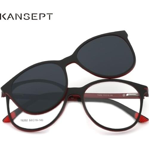 KANSEPT Women Clip On Glasses Optical Glasses Polarized Sunglasses Women Magnetism Stylish Classic Eyewear Eyeglasses T6202