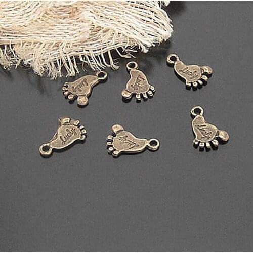 C058)100 pieces 12x10mm Antique Bronze Zinc Alloy Feet Charms Pendants Diy Jewelry Findings Accessories Wholesale