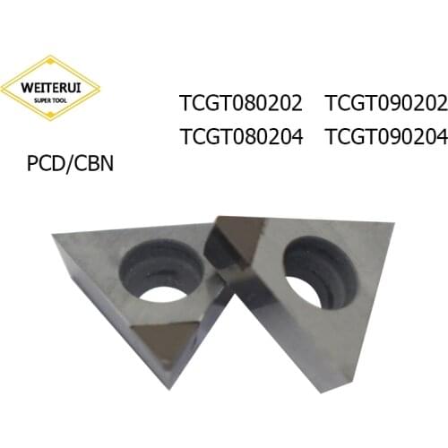 2Pcs TCGT080202 TCGT080204 TCGT090202 TCGT090204 PCD CBN Diamond Inserts Blade Internal Turning Tool Lathe Tool CNC