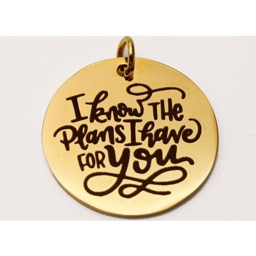 20pcs I Know The Plans I Have For You Charms Stainless Steel Pendant Charm DIY Handmade Accessories