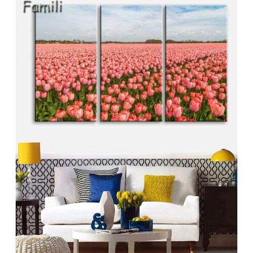 3Pcs Purple Flower Field Canvas Printings Modern Forest Painting On Canvas Cuadros Abstractos Wall Picture For Home Decor