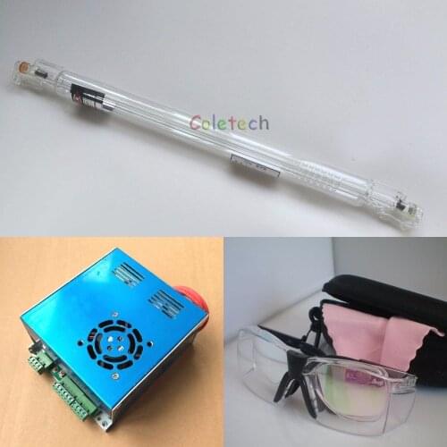 40W CO2 Laser Tube 80cm + Power Supply Engraver Cutter green port + Goggles G