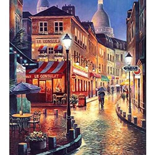 5D DIY Diamond Painting Landscape Painting Street Night Scenery Picture Cross Stitch Square Round Diamond Embroidery WG2856