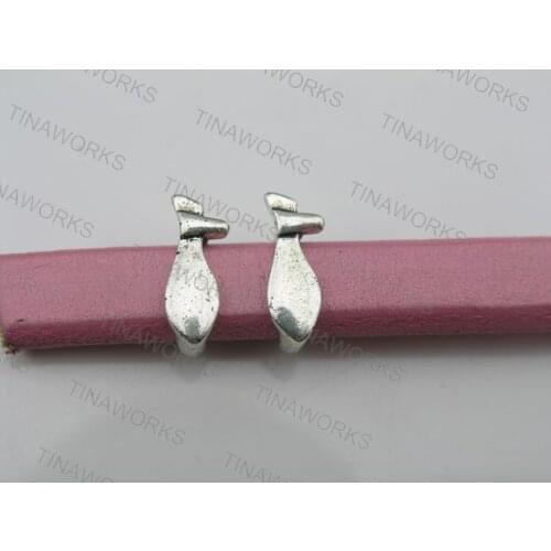 FREE SHIPPING 30pcs Antique Silver 10.4x6.4mm Leaf Slider Spacer Findings For Licorice Leather--PAT196