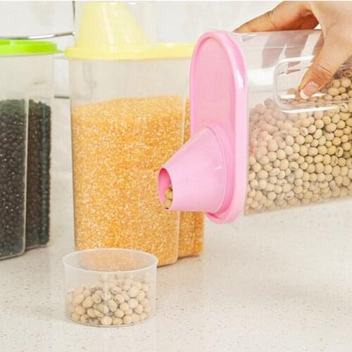 Large Plastic Food Storage Containers Kitchen Accessories Candy Container For Food Save Grain With Cover Kitchen Storage Box