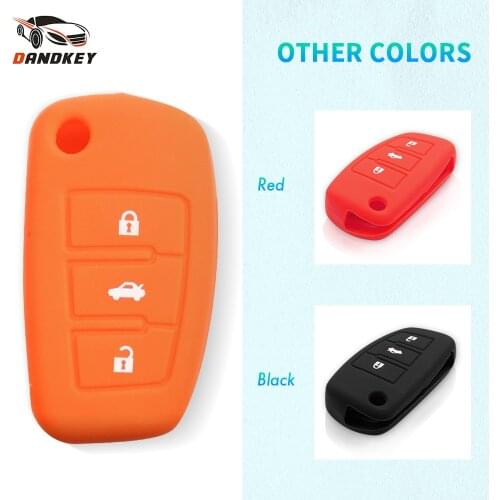 Dandkey Silicone Car Key Cover Case Protector For Audi Sline A3 A5 Q3 Q5 A6 C5 C6 A4 B6 B7 B8 TT 80 S6 2005 - 2013 Auto Flip Key