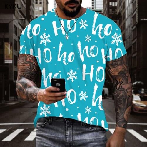 3d Tshirt Christmas T shirt Men New Year Anime Clothes Snowflake Shirt Print Letter Tshirt Printed Mens Clothing Hip hop New