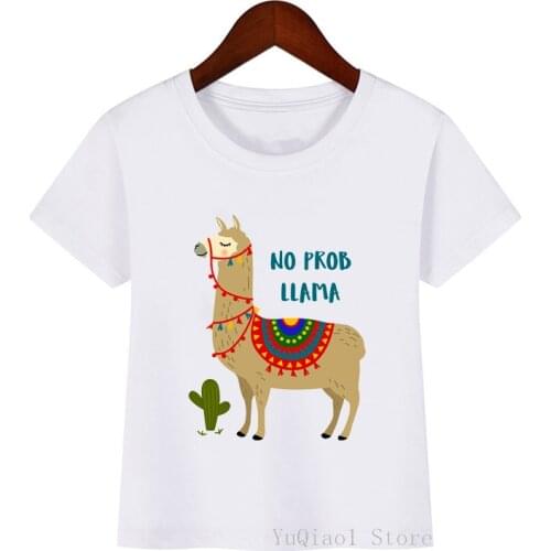 Harajuku Kawaii Llama Alpacas Animal Print T-Shirt Cute Kids Clothing Baby Boys T-Shirts Toddler Girls Clothes from 3 to 13 Year
