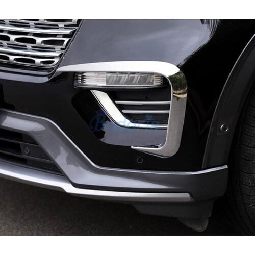 Headlight Cover Light Strips Garnish Ring Moulding Trims Sticker Car Styling Chrome For Ford Explorer 2020 2021 Accessories
