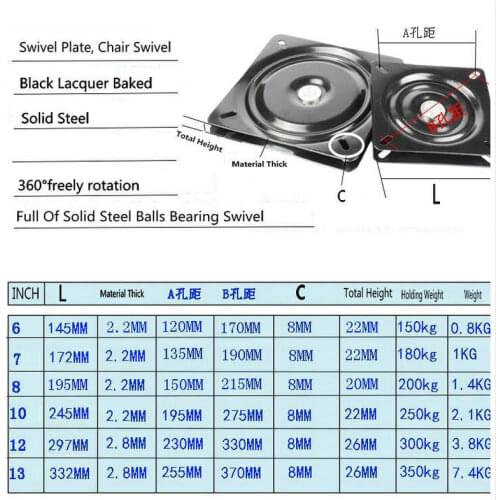 HQ SW1 13INCH(332MM) Big Size Lazy Susan Metal Swivel Plate With 2 Cycles Steel Ball Bearings
