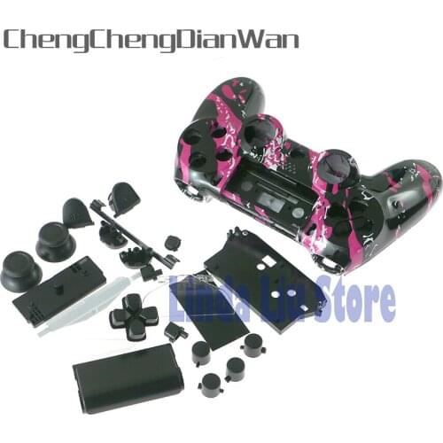 Camo Camouflage Front Back Hard Plastic Upper Housing Shell Case Cover Buttons for Sony PS4 Wireless ChengChengDianWan 2sets