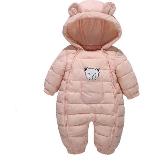 Winter Baby Rompers Infant Baby Boy Girl Hooded Warm Jumpsuit Cotton Thick Baby Clothes Zipper Overalls For Children Outerwear